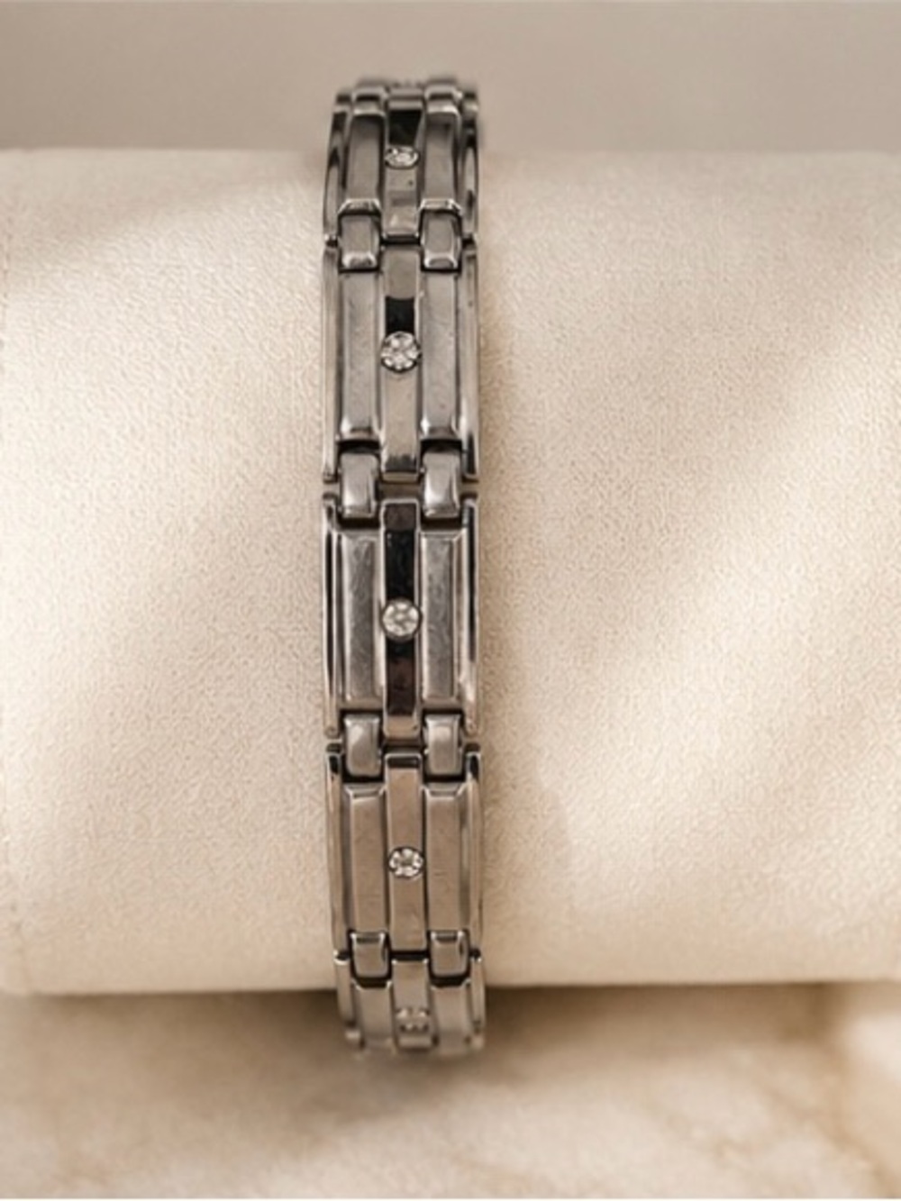 Men’s Stainless Steel Bracelet With Diamond Accents